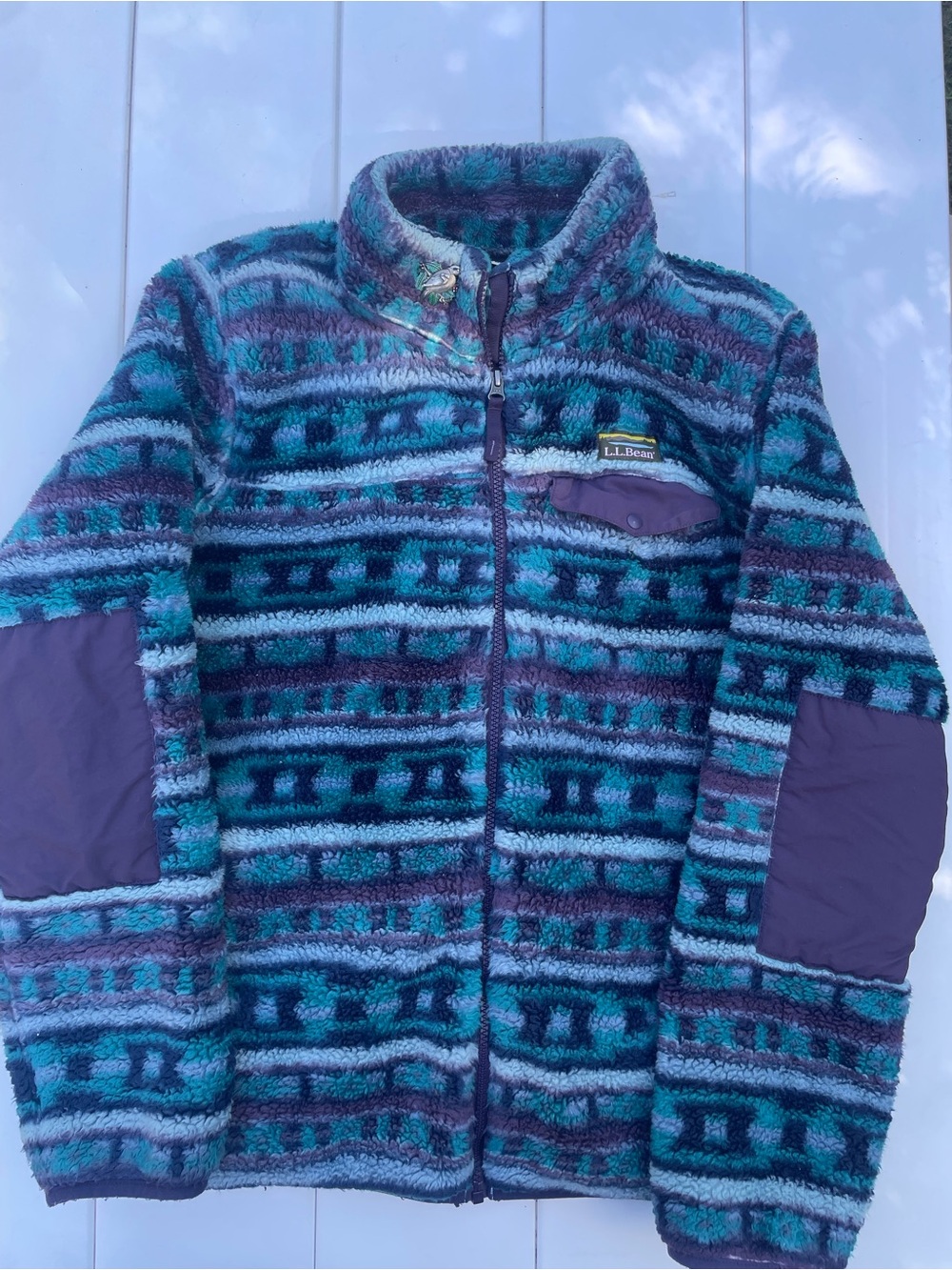 LL Bean Aztec Fleece Zip Up, Size L